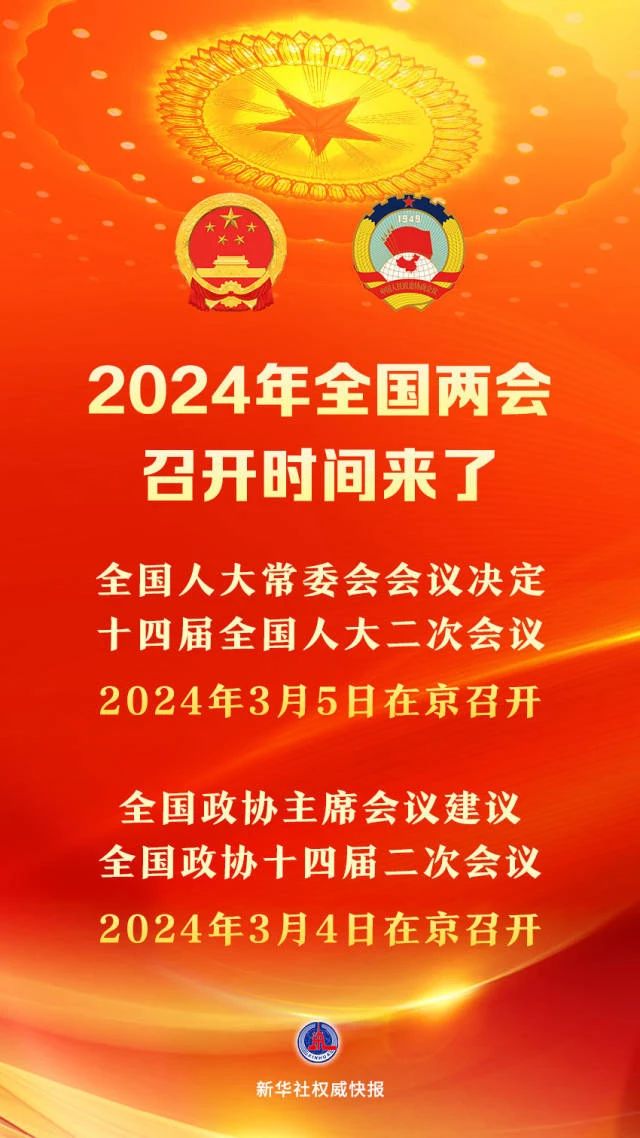 2024年全国两会召开时间来了！